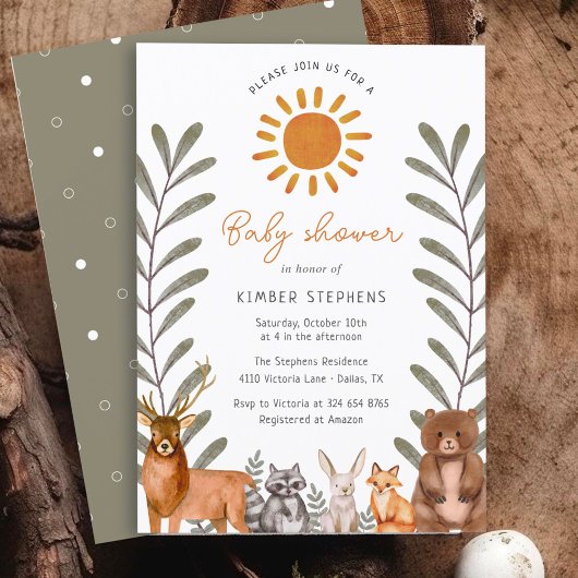 Bos eenvoudige bosdier baby shower kaart