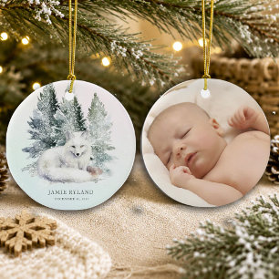 Bos eerste kerst met baby foto keramisch ornament