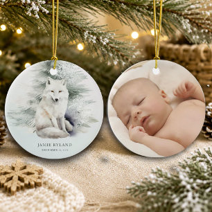 Bos eerste kerst met baby foto keramisch ornament