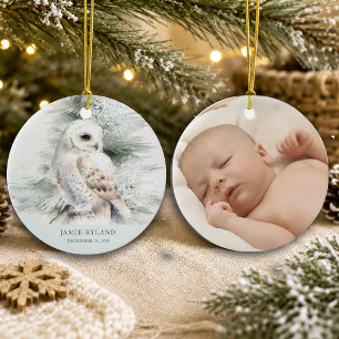 Bos eerste kerst met baby foto keramisch ornament