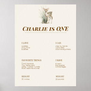 Bos Eerste Verjaardag Mijlpaal Bord Poster