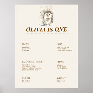 Bos Eerste Verjaardag Mijlpaal Bord Poster