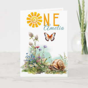 Bos eerste verjaardagskaart met wilde bloemen kaart