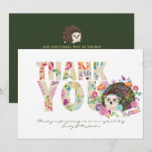 Bos egel DANK JE Folk Bloemen Bedankkaart (Voorkant / Achterkant)