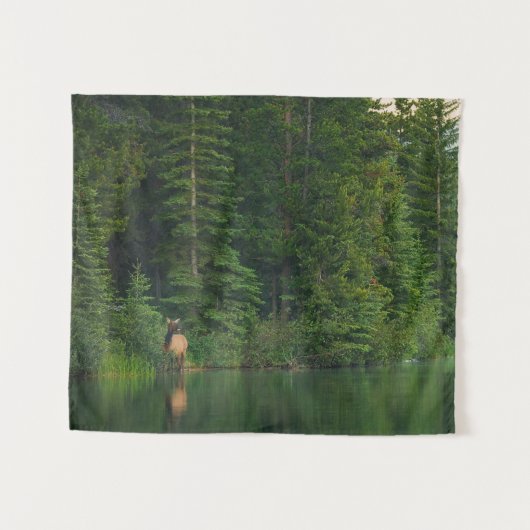 Bos | Elk in het nationale park Alberta Banff Wandkleed (Voorkant (horizontaal))