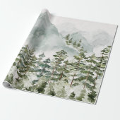 Bos en Berg Natuur Waterverf Cadeaupapier (Uitgerold)