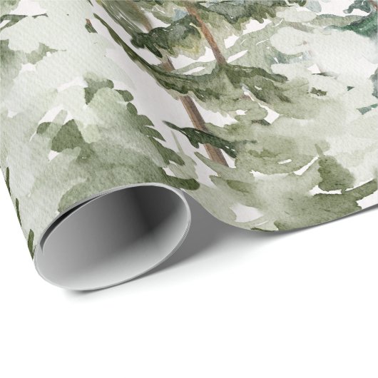 Bos en Berg Natuur Waterverf Cadeaupapier (Rol Hoek)