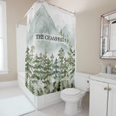 Bos en Berg Natuur Waterverf Douchegordijn (In situ)