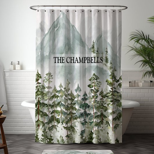 Bos en Berg Natuur Waterverf Douchegordijn