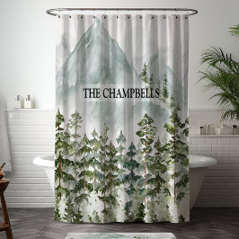 Bos en Berg Natuur Waterverf Douchegordijn