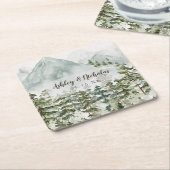 Bos en Berg Natuur Waterverf Kartonnen Onderzetters (Schuin)