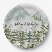 Bos en Berg Natuur Waterverf Papieren Bordje (Voorkant)