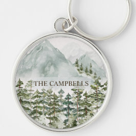 Bos en Berg Natuur Waterverf Sleutelhanger