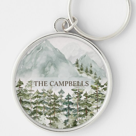 Bos en Berg Natuur Waterverf Sleutelhanger (Voorkant)