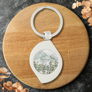 Bos en Berg Natuur Waterverf Sleutelhanger