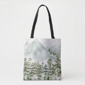 Bos en Berg Natuur Waterverf Tote Bag (Voorkant)