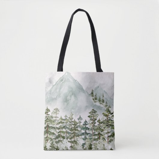 Bos en Berg Natuur Waterverf Tote Bag (Voorkant)