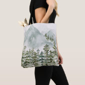 Bos en Berg Natuur Waterverf Tote Bag (Dichtbij)