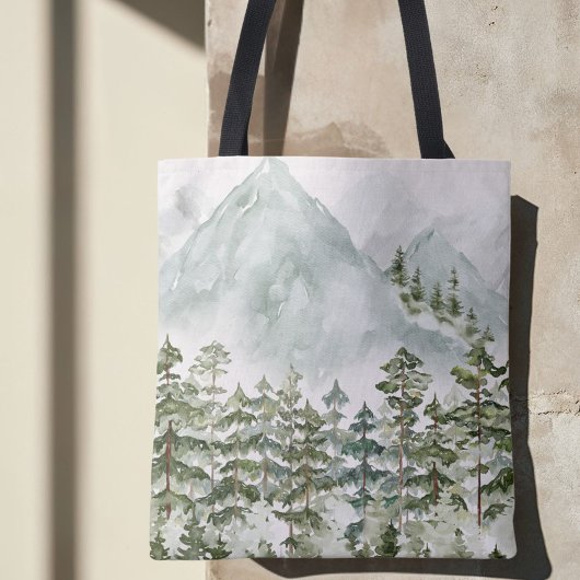 Bos en Berg Natuur Waterverf Tote Bag