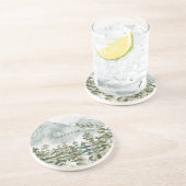 Bos en Berg Natuur Waterverf Zandsteen Onderzetter (Zijkant)