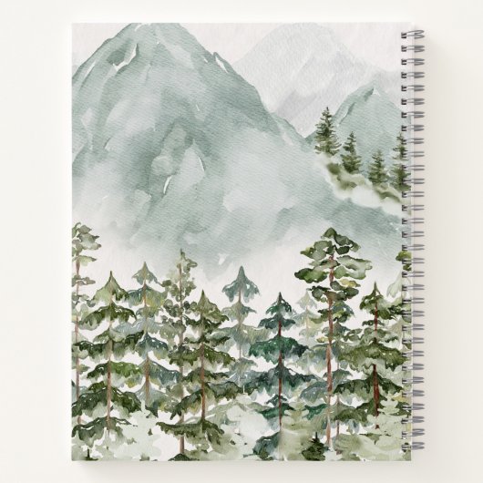 Bos en berg rustieke Waterverf Notitieboek (Achterkant)