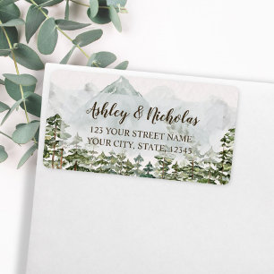 Bos en Berg Watercolor Retouradres Etiket