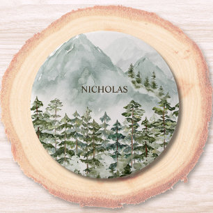 Bos- en bergnatuur aquarel ronde button 7,6 cm