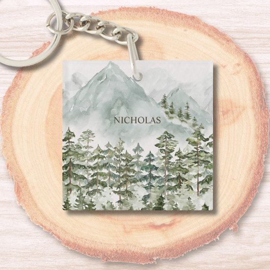 Bos- en bergnatuur aquarel sleutelhanger
