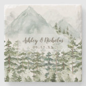 Bos- en bergnatuur aquarel stenen onderzetter (Voorkant)
