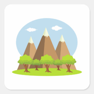 Bos en bergtoppen vierkante sticker