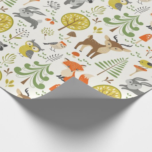 Bos- en boslanddieren cadeaupapier (Hoek)