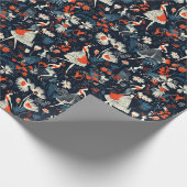 Bos en Lady Fairy Tale Blauw Kinder Cadeaupapier (Hoek)