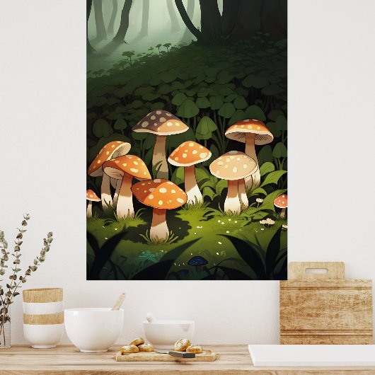 Bos en paddenstoelen poster (Keuken)