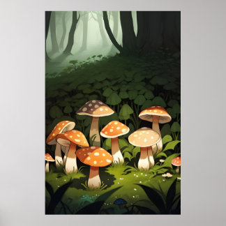 Bos en paddenstoelen poster
