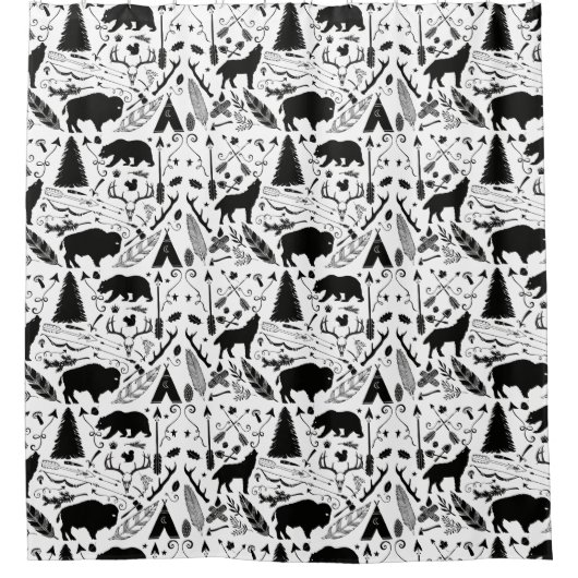 Bos en weide wezens Adventure Hipster Douchegordijn (Voorkant)