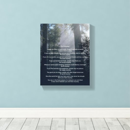 Bos en zon doen het in ieder geval canvas afdruk (Insitu (Houten vloer))