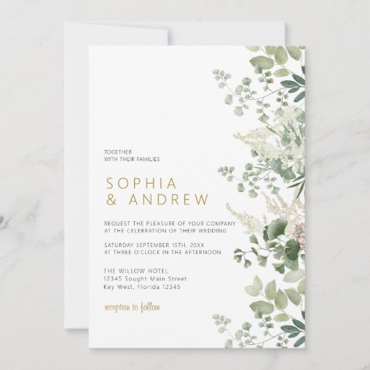 Bos Eucalyptus groen bruiloft uitnodiging (Voorkant)