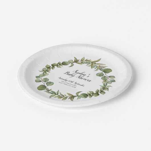 Bos Eucalyptus Groene Baby Shower Papieren Bordje (Gekanteld)