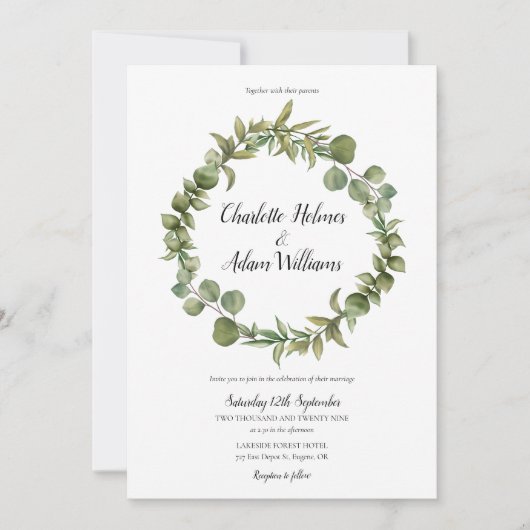 Bos Eucalyptus Groene Trouwfoto Kaart (Voorkant)