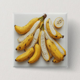 Bos exotische bananen vierkante button 5,1 cm