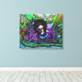 Bos Fairy Paarse Dragon Nursery Canvas Art (Insitu (Houten vloer))
