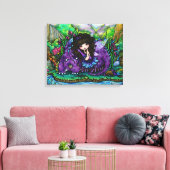 Bos Fairy Paarse Dragon Nursery Canvas Art Afdruk (Insitu (Woonkamer))