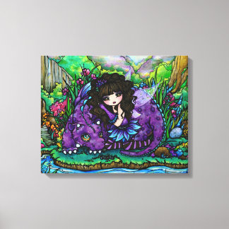 Bos Fairy Paarse Dragon Nursery Canvas Art Afdruk