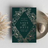 Bos | Floral Diamond Folie Save the Date Card Folie Uitnodiging