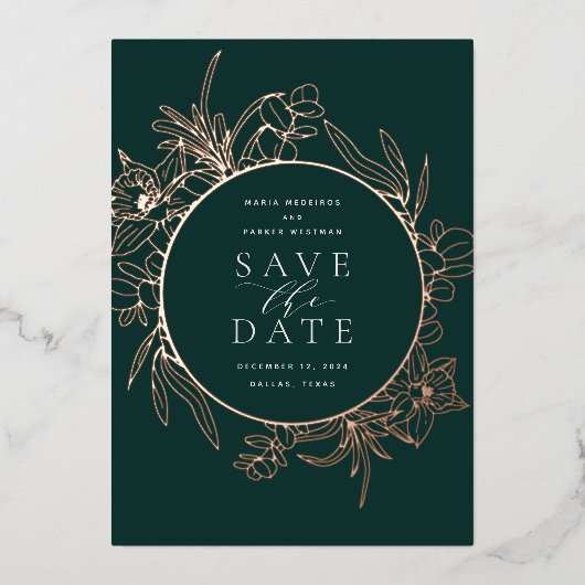 Bos | Florence Folie Save the Date Card Folie Uitnodiging (Voorkant)