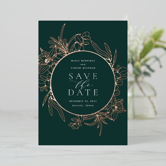 Bos | Florence Folie Save the Date Card Folie Uitnodiging (Staand Voorkant)