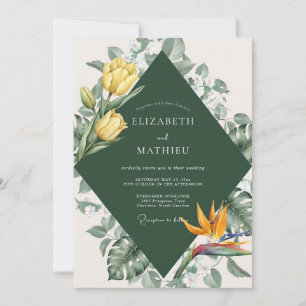 Bos Geel Tropisch Eucalyptus Bruiloft Kaart
