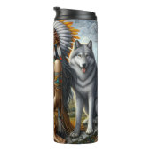 Bos geest, vrouw, wolf metgezel. thermosbeker (Geroteerd rechts)