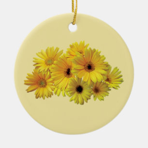 Bos gele margrietjes keramisch ornament