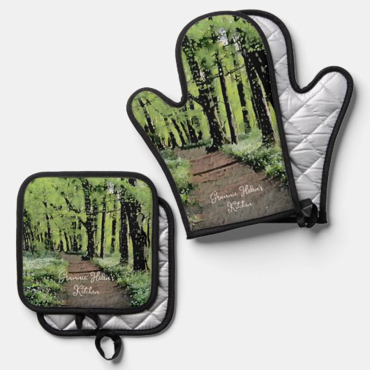  bos gepersonaliseerd ovenwant & pannenlap set (Voorkant / Achterkant)